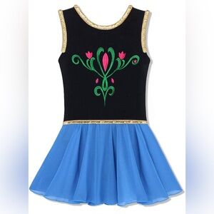 Frozen Anna Princess dance leotard outfit dress chiffon embroidered ballet girls